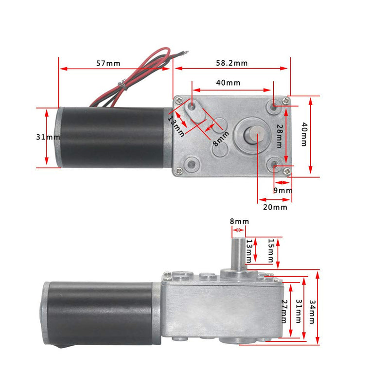 [Australia - AusPower] - Reversible Worm Gear Motor, 24V 8mm Shaft Worm Gear Motor High Torsion Speed Reduce Electric Motor for Curtain Machine Advertising Equipment Window Opener Smart Device (10RPM) 10RPM 