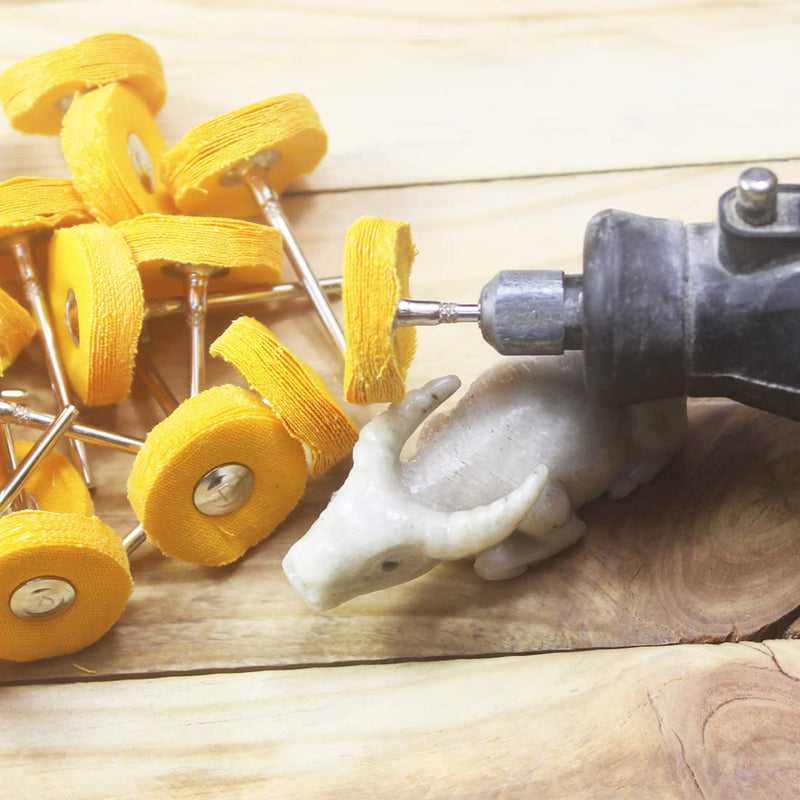 [Australia - AusPower] - ?????? ???? 20 Pcs Mini Cotton Buffing Wheel, 3/32 Inch Shank Abrasive Cloth Polishing Wheel for Rotary Tools (Yellow) 20 Pcs Yellow Cotton Buffing Wheel 