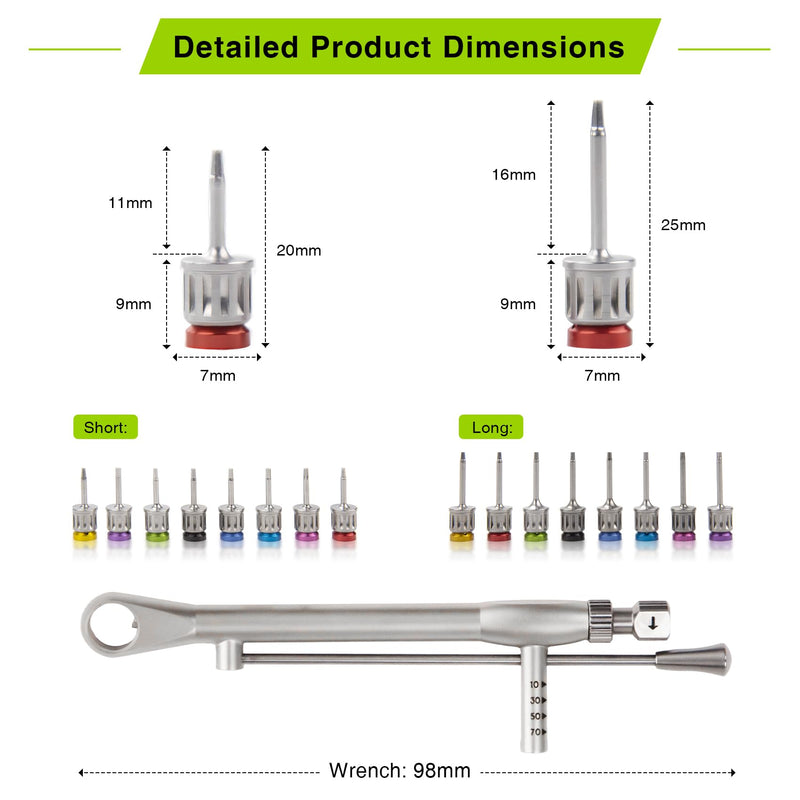 [Australia - AusPower] - Universal Implant Driver Kit, Fully Autoclavable Dental Implant Torque Wrench Kit with 10-70Ncm Torque Adjustable Ratchet and 16pcs Screwdriver, Implant Prosthetic Universal Torque Wrench Kit 