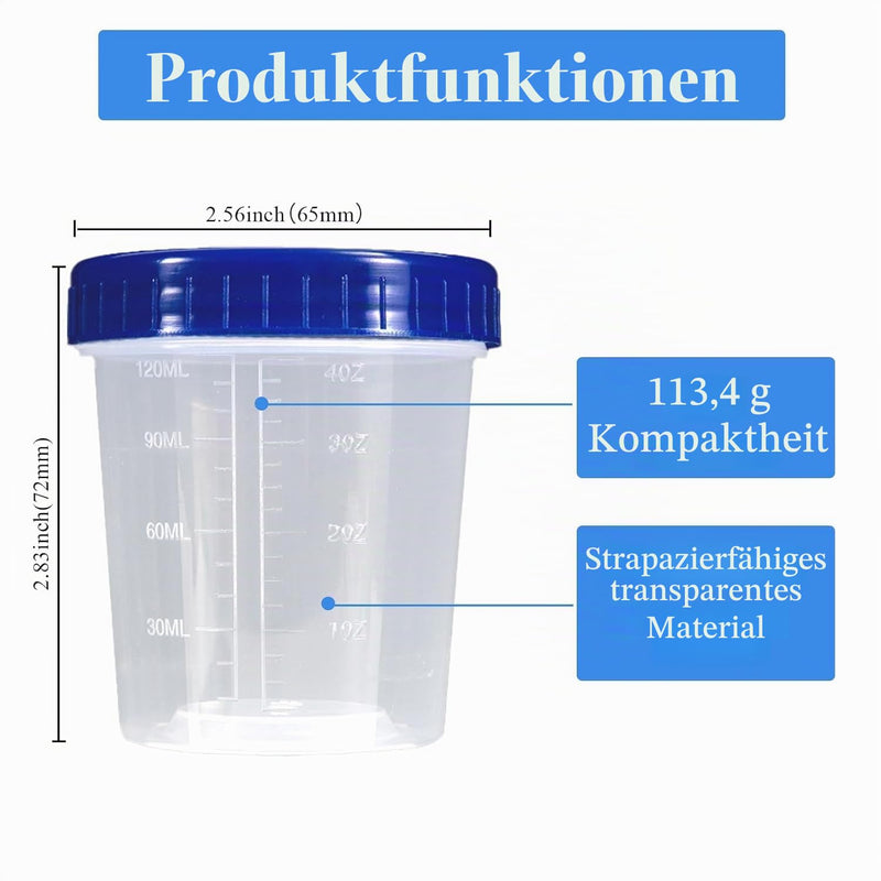 50pcs 120 ml urine cup plastic cup with lid: urine cup disposable cup with lid, urine test sample container transparent urine collection cup with leak-proof 50