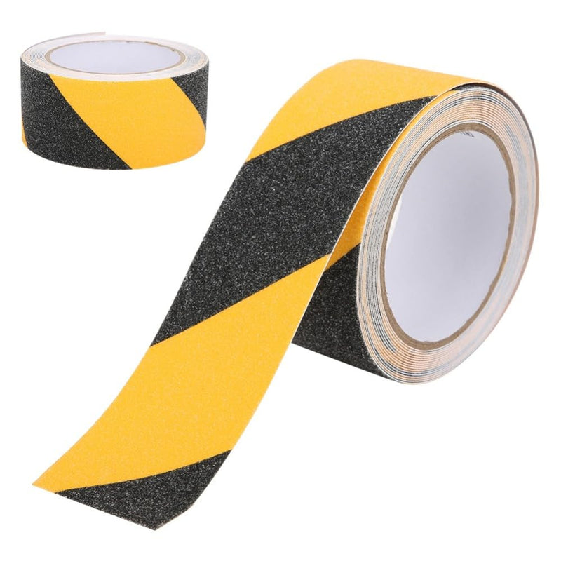 Black Yellow Anti Slip Tape 50mm x 5m - PVC Safety Grip Floor Warning Tape for Industrial Equipment and Stair Ramps Outdoor Use