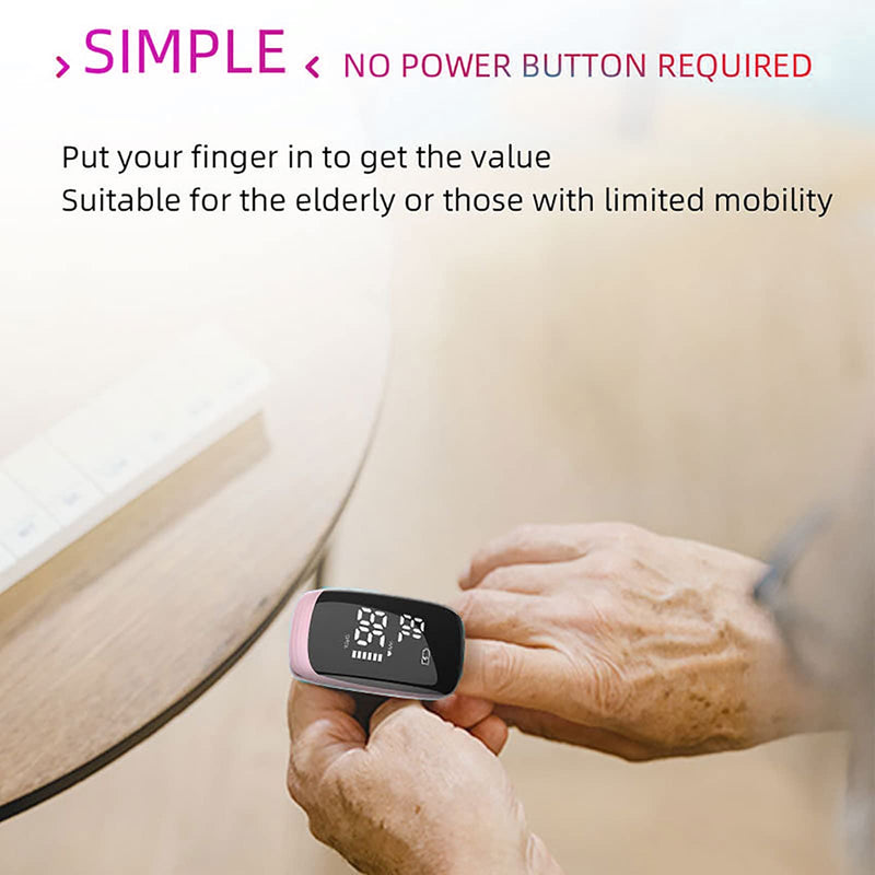 [Australia - AusPower] - Pulse Oximeter Fingertip, Pulse Oximeter Rechargeable, Pulse Oximeter with Rechargeable, Fingertip Blood Oxygen Saturation Monitor Rechargeable, Accurate Fast SpO2 Reading (Pink) 