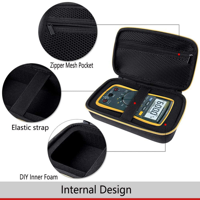 [Australia - AusPower] - Case Compatible for Fluke 15B 117/115/ 116/ 17B/ 87V/ 88V/ 101, Also Fit Crenova MS8233D/ for AstroAI TRMS 6000 Counts Digital Multimeter, Protective Travel Storage Bag with DIY Foam (Box Only) 