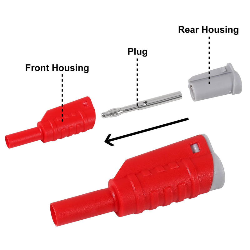 [Australia - AusPower] - 10pcs 4mm Stackable Banana Plugs, Safety Fully Insulated Solderless Screw Fixation Banana Plugs Adapter 