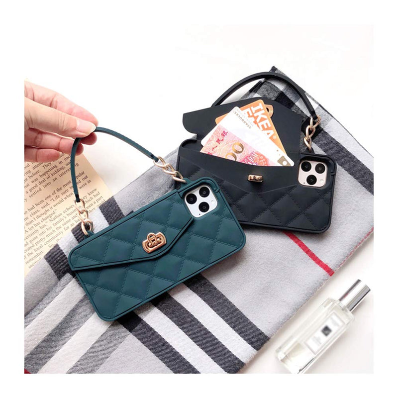 [Australia - AusPower] - UnnFiko Wallet Case Compatible with iPhone 15 Pro Max, Cute Light Luxury Bag Design, Purse Flip Card Pouch Cover Soft Silicone Case with Handstrap Long Shoulder Strap (Black, iPhone 15 Pro Max) Black 