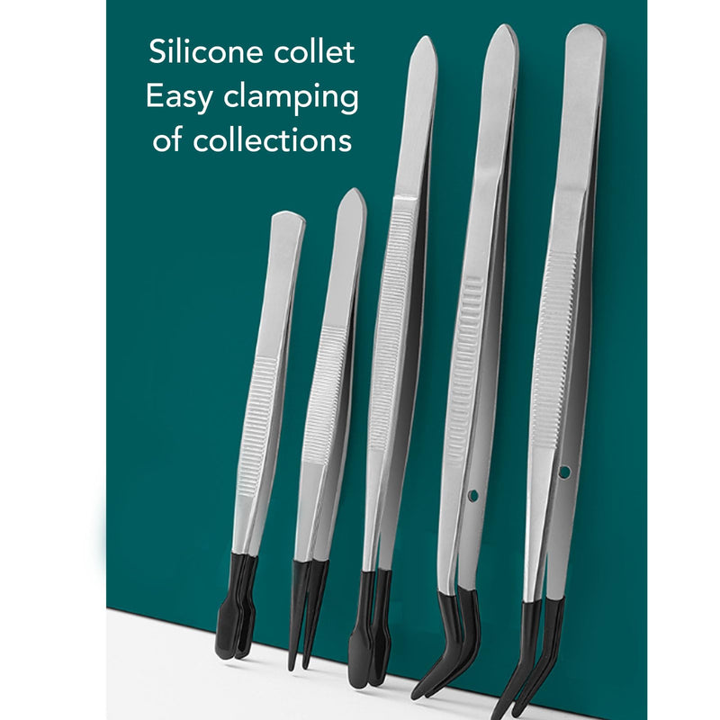 6pcs Tweezers with Rubber Coated Set, Multifunctional False Eyelash Tweezers for Jewellery Collectors for Stamp Collection, Electronics, Electronics