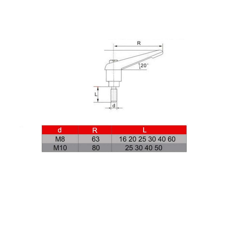 M8 16-60mm Clamping Lever Machinery Ratchet Male Threaded Stud Adjustable Handle Locking External Male Thread Clamping Lever Thread Push Button (M8*60) M8*60