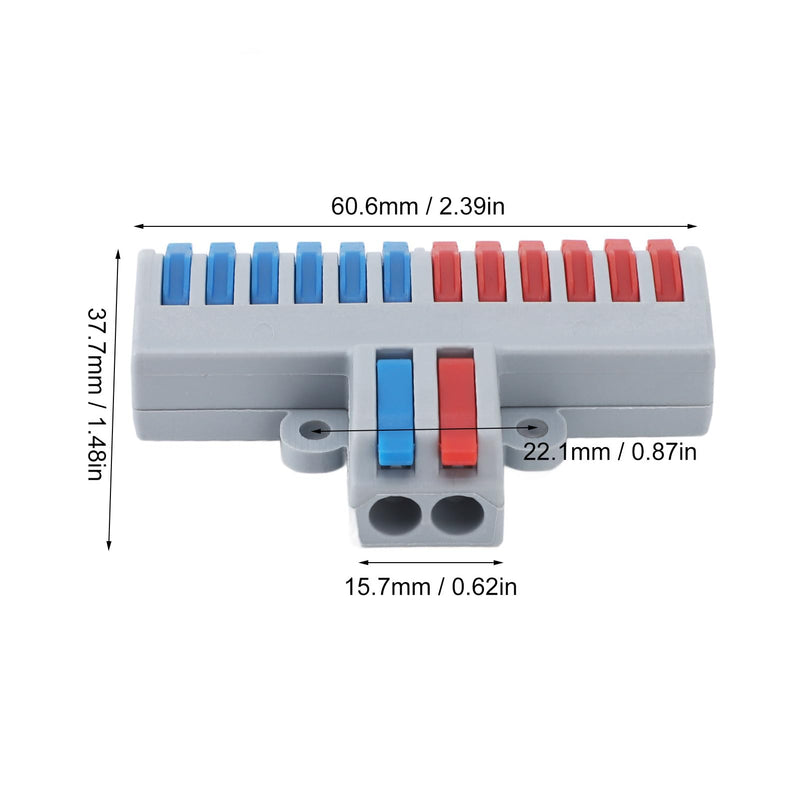 [Australia - AusPower] - 6Pcs 2 in 12 Out Compact Wire Connector Electrical Lever Wire Connectors Splicing Wires Connectors Rail and Screw Mounting 