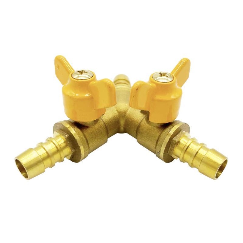 [Australia - AusPower] - Brass 3 Way Shut-Off Valve, 3/8" Hose Barb 2 Switch Y Shaped Ball Valve Water/Fuel/Air 3/8 Inch Hose Barb 1 