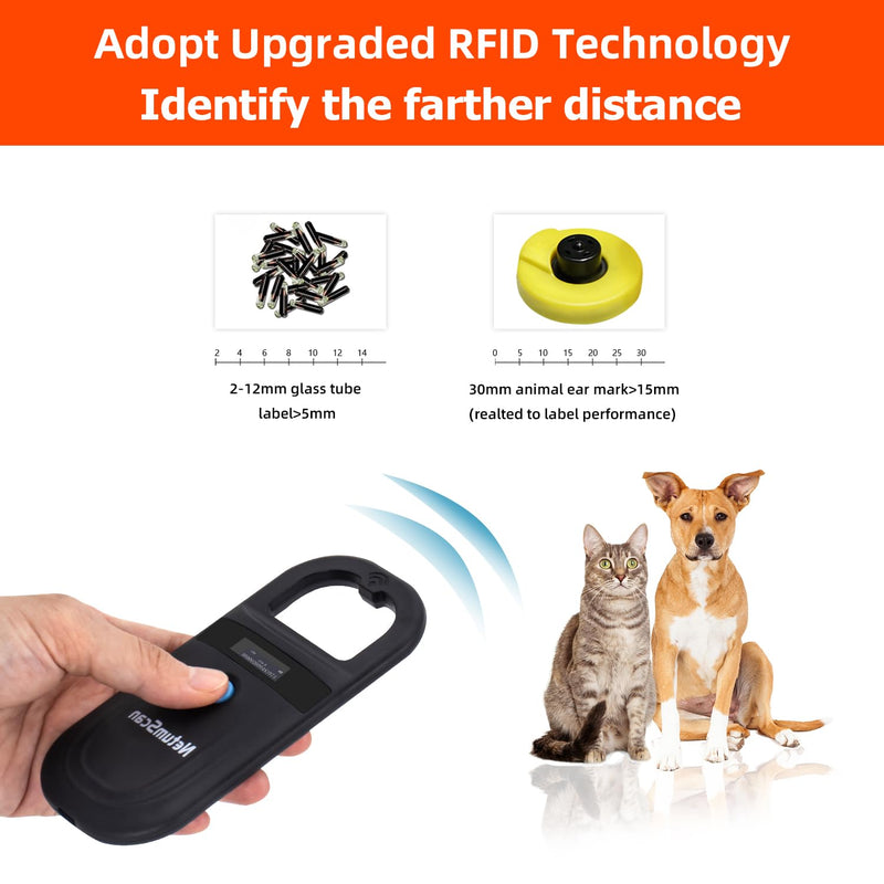 NetumScan Upgraded Pet Microchip Scanner Reader 256 Data Storage | Animal Tag Scanner, Rechargeable Handheld Pet Chip ID Scanner with OLED Display for ISO 11784/11785, FDX-B, EMID 180B-USB