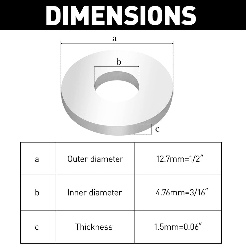 [Australia - AusPower] - Aluminum Backup POP Rivet Washers for 3/16" Diameter Rivets,Aluminum Back Up Washer, 310 Pieces 3/16" 