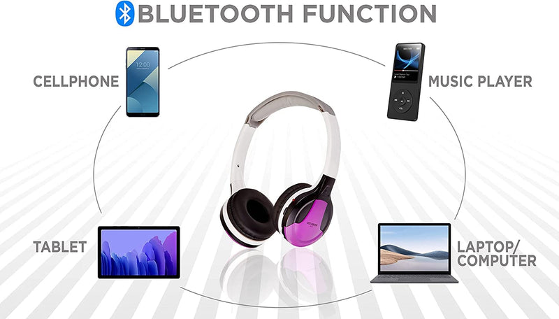 [Australia - AusPower] - IR630PR Universal IR Wireless Foldable Headphones - Purple Wireless Bluetooth-Enabled Lightweight Portable for iPhone, Car, Kids Wireless Headphones for Universal Car Entertainment System 