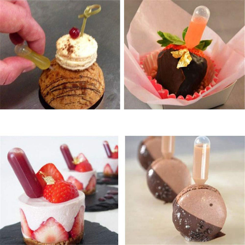[Australia - AusPower] - 4ml Cupcake Pipettes, 100Packs Small Pipettes Tubes Infusers Strawberries Shot Tubes Liquor Injector Alcohol Infused Mini Pipettes Strip 
