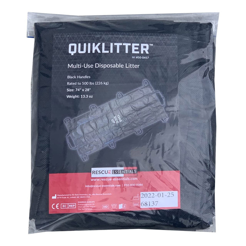 [Australia - AusPower] - The Original Rescue Essentials Brand QuikLitter, Black Nylon Handles, Non-Woven Fabric, 500 Lb Rated, Low Cost, Disposable for Patient Transfer, Casualty Evacuation 
