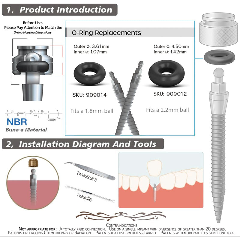 [Australia - AusPower] - Micro Replacement O Ring Kit, for Sterngold Mini Implant Fits a 2.2mm 1.8mm Ball Housing 