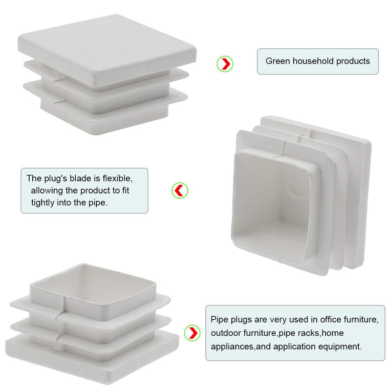 [Australia - AusPower] - 12Pack 38mm (1 1/2 Inch) Square White Plastic Plug, Square Tubing End Caps, Tubing Post End Cap for 1 1/4" to 1 7/16" Square Tubing (White) 38mm (1 1/2 Inch) 