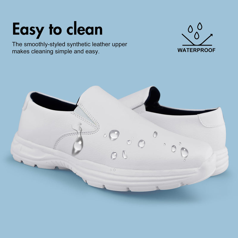 Hawkwell Men's Slip on Lightweight Slip Resistant Comfort Nursing Shoes 10 White