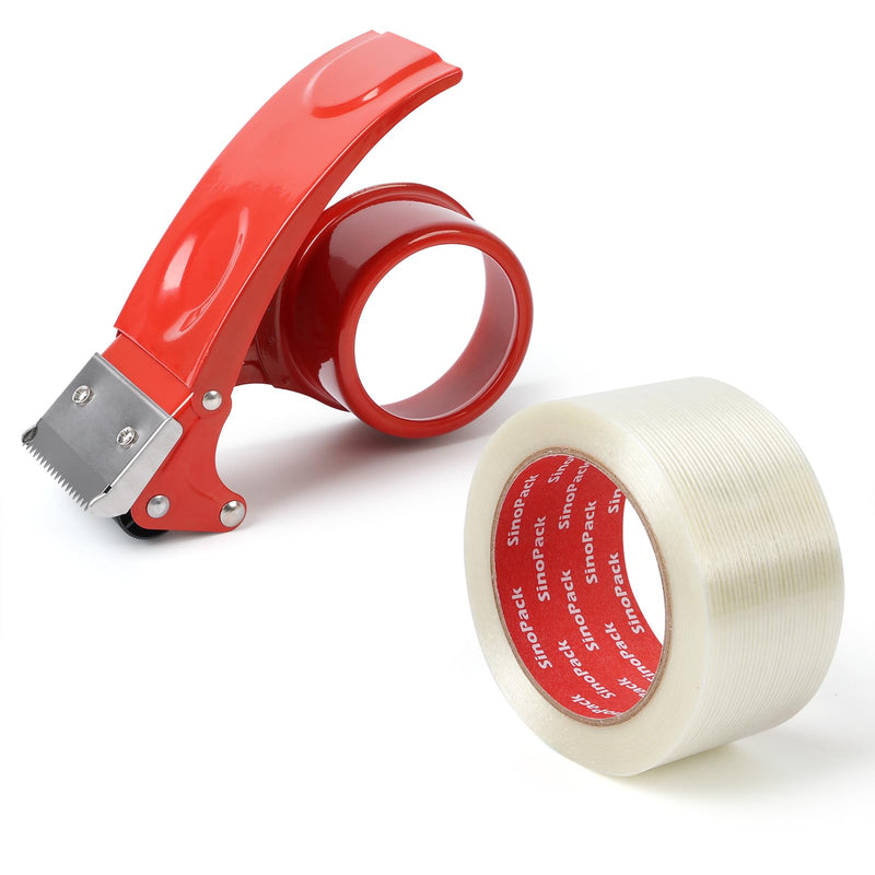 Strapping Tape with Dispenser, 3 Pack 2 Inch x 30 Yards 5.5 Mil, Heavy Duty Reinforced Fiberglass Tape for Moving,Shipping,Storage