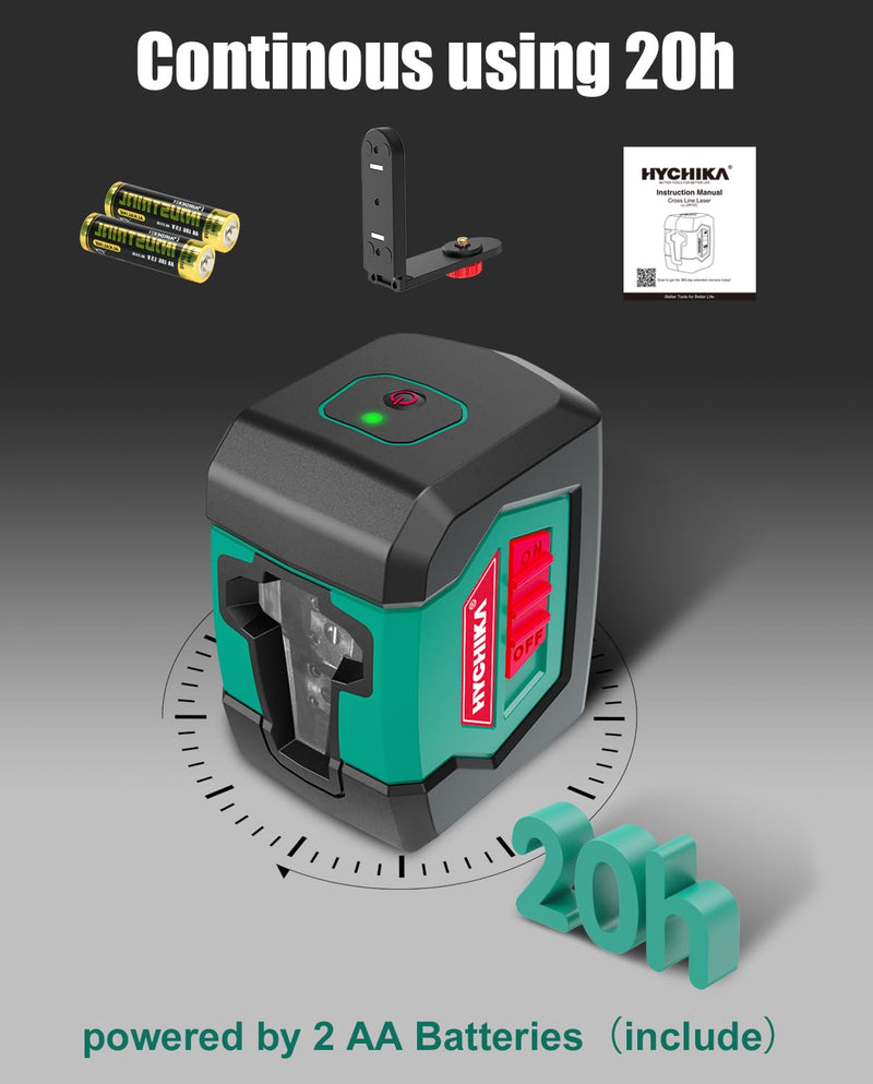 [Australia - AusPower] - Laser Level, HYCHIKA 50 Feet Cross Line Laser with Dual Modules, Self Leveling Laser Level, Switchable Self-Leveling Vertical and Horizontal Line Construction Picture Hanging, Battery Included Red 