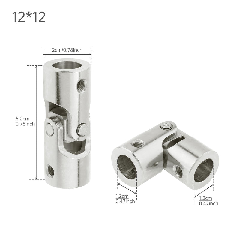 [Australia - AusPower] - 2 Pcs 12mm to 12mm Universal Joint Shaft Coupler 45# Steel 360 Degree Rotatable Coupling Steering Connector for RC Model Motor/RC Car/Crawler/Boat with Screws (2, 12mm to 12mm) 2 