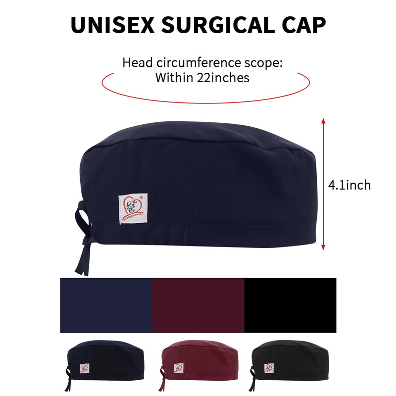 Jonathan Unisex Stretch Surgical Cap for Men and Women, Adjustable with Terry Cloth Pad | Unisex Surgical Cap Lightweight Fabric Headwear for Nurses Work Cap for Doctor Care Surgical (Blue) navy