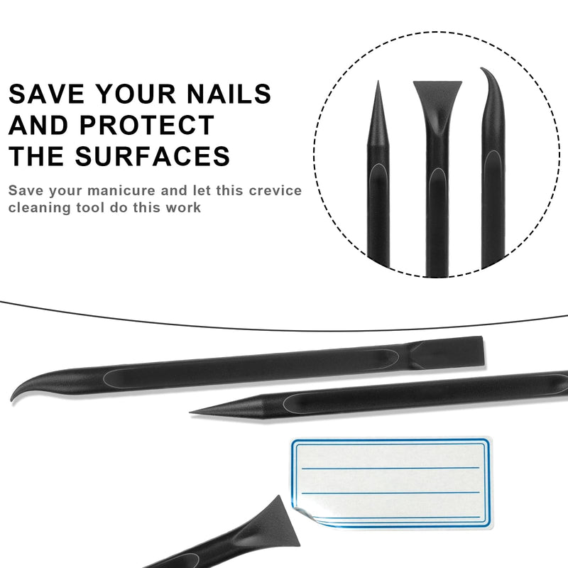 Crevice Cleaning Tool, 9 PCS Carbon Fiber Plastic Scraper Tool Car Detailing Brush Set Non-scratch Multi-purpose Scraper for Clean Small Narrow Spaces and Gaps, Remove Stickers Labels Oil Stains Dirt Black