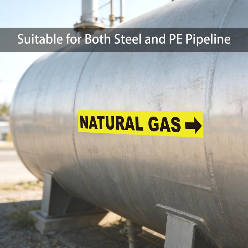 12 Pack Natural Gas Pipe Labels With Arrows, Vinyl Stickers Natural Gas Pipe Marking Sticker Sign for Pipes, Heaters and Inspectors(1"x8")