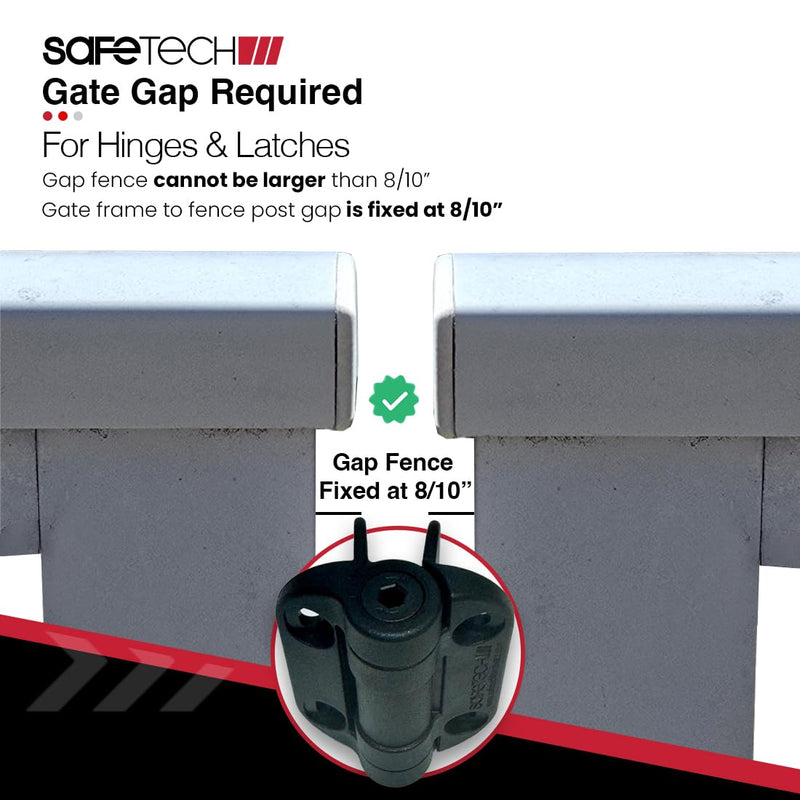 Safetech Hardware MegaKlik Self Closing Gate Hinges | Self-Aligning Heavy Duty Spring Hinges | Adjustable Tension | Pool safety Hinge | Square Post, Aluminum Gates | Swing Close 185 lbs SHH135 - Black