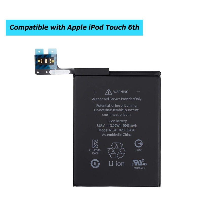 [Australia - AusPower] - Li-ion Battery A1641 Compatible with iPod Touch 6th Gen 16GB 32GB 64GB A1574 iPod 7.1 020-00425 1043mah with Toolkit 