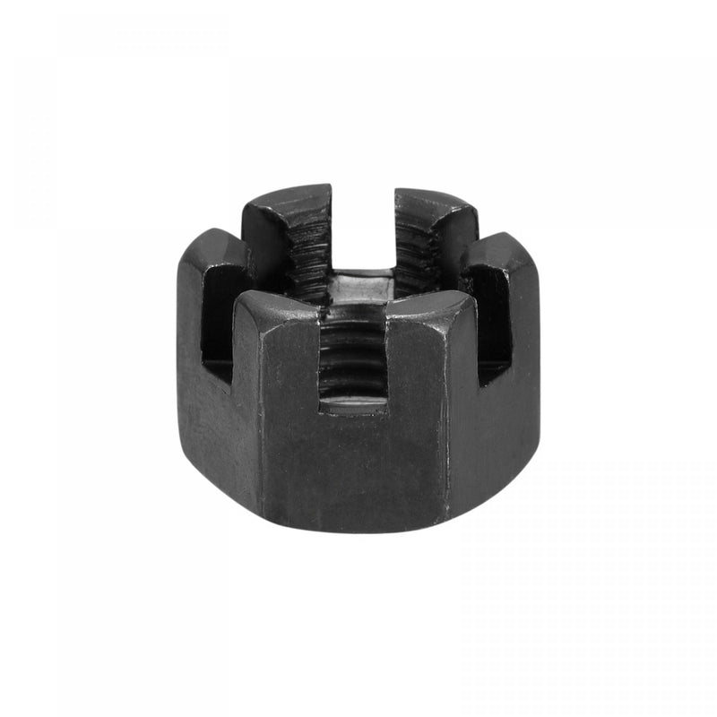 [Australia - AusPower] - uxcell M14x1.5mm Hexagon Slotted Nut, Grade 4.8 Carbon Steel Hex Castle Nuts, Black, 5Pcs 