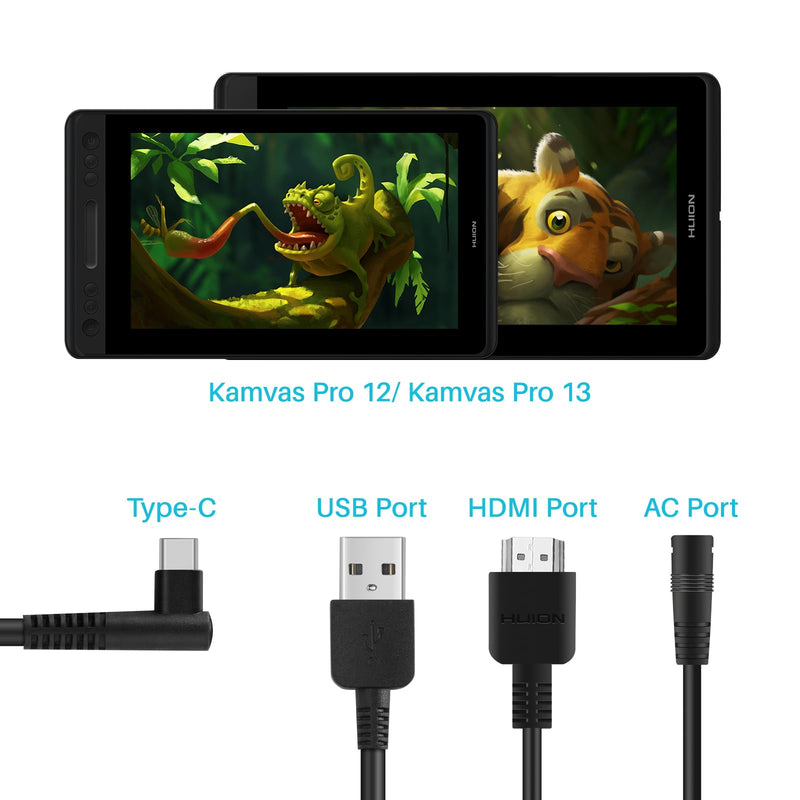 HUION 3-in-1 Cable CB01 | Only Compatible with KAMVAS Pro 16/12/13 Drawing Tablet with Screen