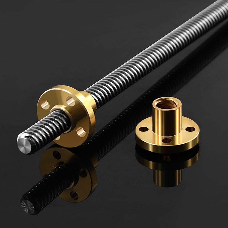 [Australia - AusPower] - T10 Lead Screw 250mm / 9.84 inch Length + Brass Nut, T10 10mm Diameter T10 x 2 Tr10 x 2 Acme Thread Screw Pitch 2mm Lead 2mm 1 Starts, 2 Pcs, Used in 3D Printer Z Axis CNC (Kwweeoo) 