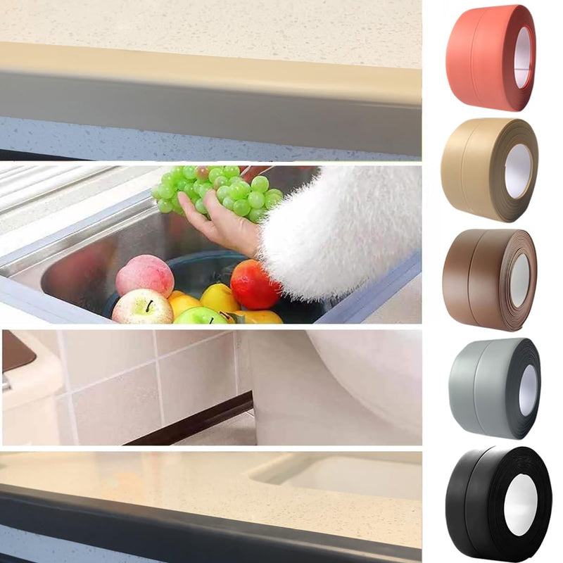 3 Rolls Self-Adhesive Caulk Tape - Waterproof Peel and Stick Sealing Strip (1.5"x10.5 Ft, Brown) for Bathtub, Shower, Sink, Toilet Edge Protector & Kitchen Countertop - No Mess Alternative to Caulking Brown 3 pcs( 1.5"x10.5 Ft x3pcs)