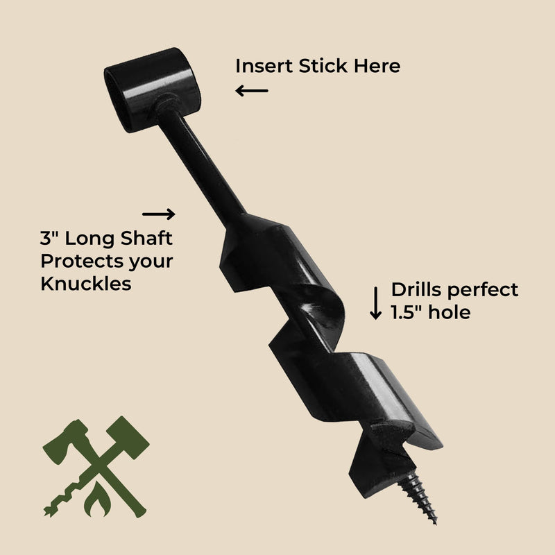 Bushcraft Survival 1.5 Inch Scotch Eye Auger | Manual Hand Wood Auger Drill Bit for Camping & Shelter Building | Heavy Duty Steel Bushcrafting Tools & Backcountry Gear