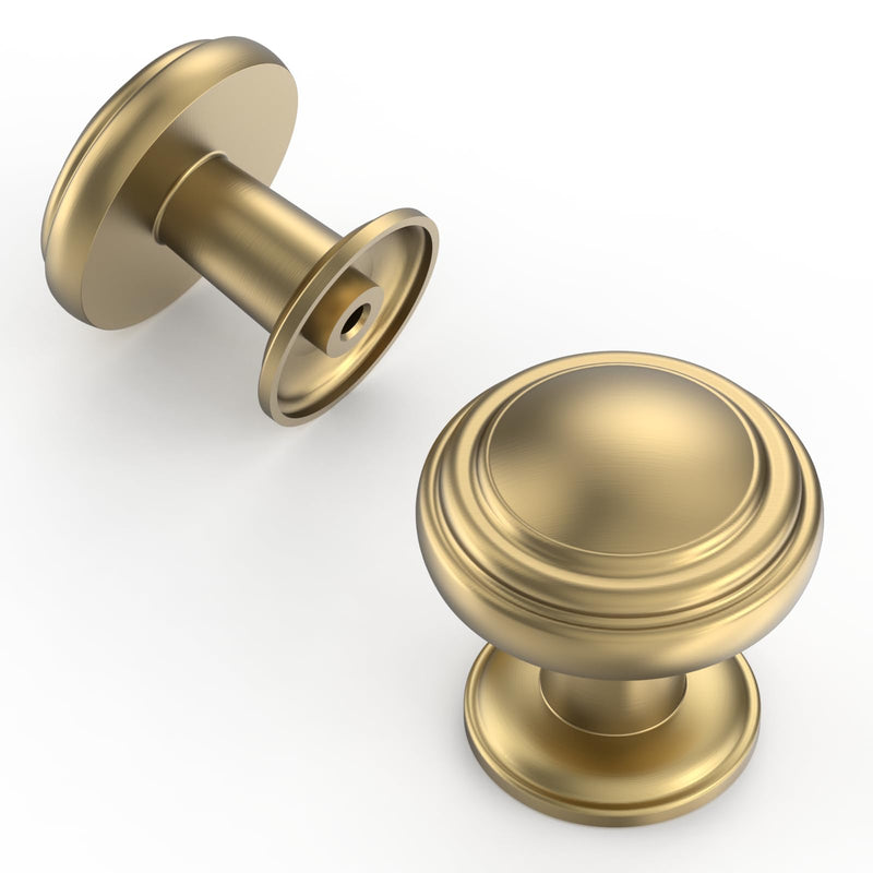 Amerdeco 10 Pack Champagne Bronze Cabinet Knobs Single Hole Cabinet Pulls 1 Inch Drawer Knobs for Bathroom Cabinets ZH0086 1" Single Hole