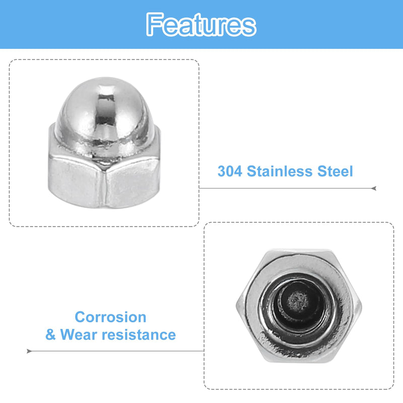 [Australia - AusPower] - uxcell #8-32 Acorn Cap Nuts, 20Pcs 304 Stainless Steel Dome Cap Head Acorn Nut Hardware Nuts for Bolt Cover, Silvery 20 