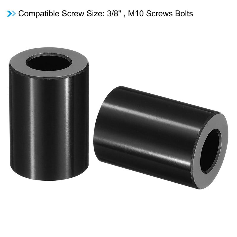 [Australia - AusPower] - PATIKIL M10 Aluminum Spacers, 10 Pcs Metal Spacer Aluminum 3/8" ID x 3/4" OD x 1" L Aluminum Spacer Screw Standoff Round for 3/8" or M10 Screw Bolts 1 Inch Black 