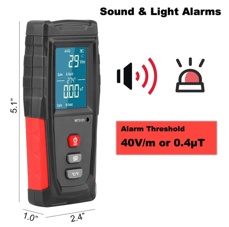[Australia - AusPower] - EMF Detector, Rechargeable EMF Meter, LCD Handheld Electromagnetic Field Radiation Detector, EF MF EMF Reader for Home Office Indoor Outdoor Ghost Hunting Equipment 
