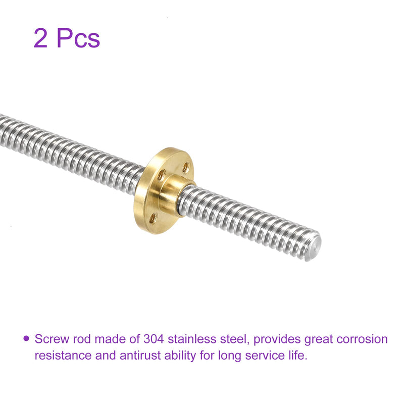 [Australia - AusPower] - DMiotech 2 Pack 100mm Fully Thread Rod T8x4mm Lead Screw with Brass Nut Kit for 3D Printer, CNC Machine T8x4mmx100mm 