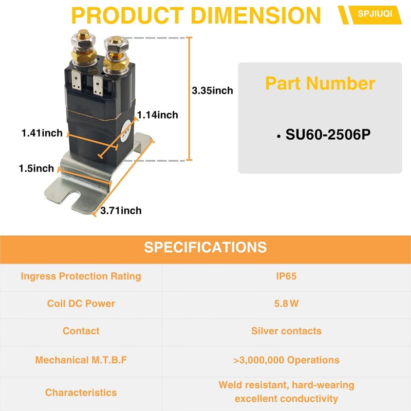 [Australia - AusPower] - Compact Contactor SU60-2506P 24 VDC 100A Continuous Duty SPST Relay Solenoid for Small Electric Vehicles Hydraulic Power Packs Interrupted & Uninterrupted Loads 