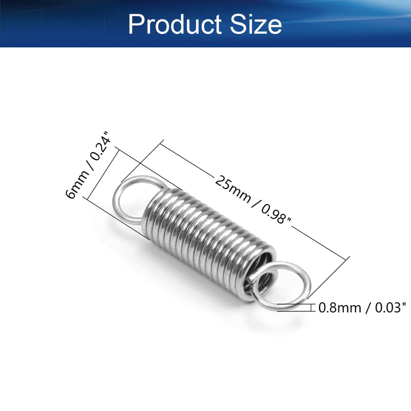 [Australia - AusPower] - Yinpecly Stainless Steel Extended Compressed Spring Wire Diameter 0.03", OD 0.24", Free Length 0.98" Tension Spring for Industrial Construction Machinery Furniture Appliances Silver Tone 15pcs 0.8x6x25mm(WD*OD*L) 15 