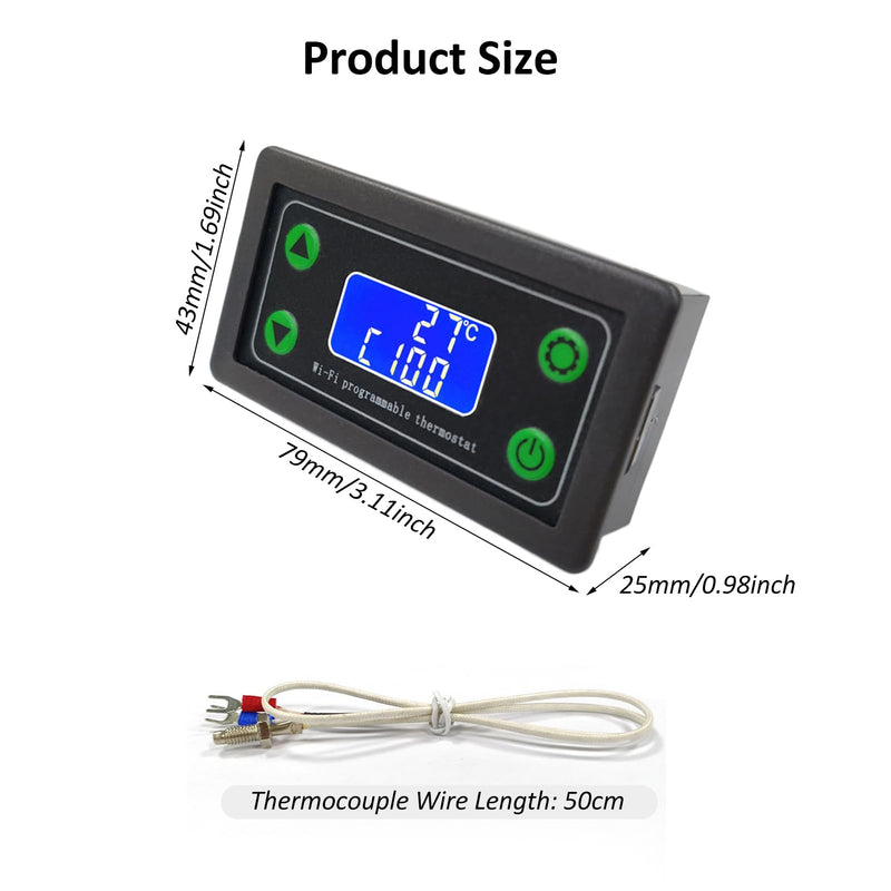 [Australia - AusPower] - ZFX-WT01 WiFi Remote High Temperature Digital Thermostat K-type Thermocouple High Temperature Controller -99~999℃ 