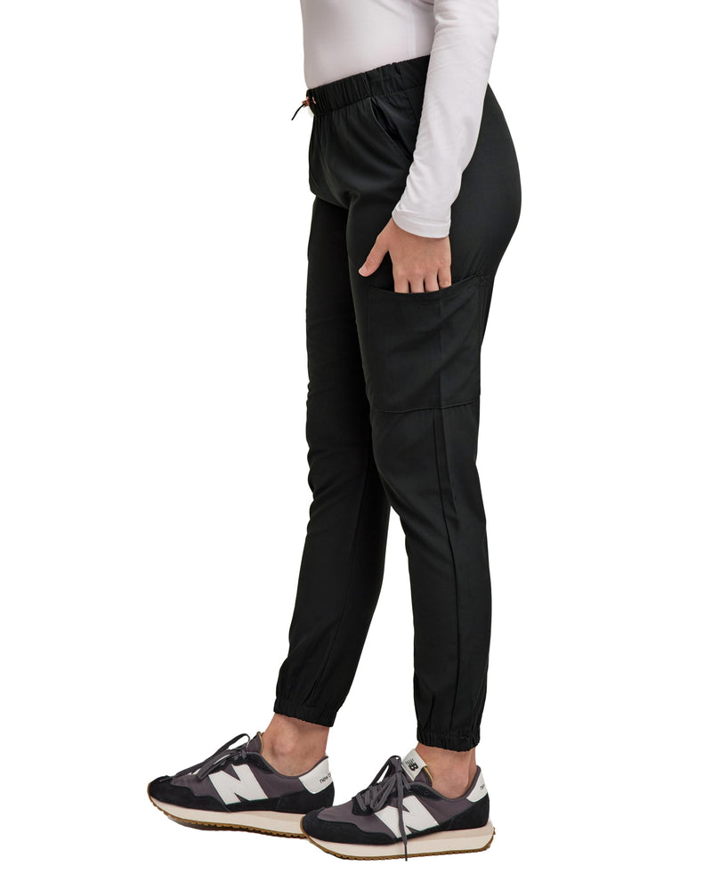 [Australia - AusPower] - Green Town Scrubs for Women - Jogger Scrub Pant, Cargo Pockets, Stretch Fabric, Drawcord, Easy Care Large Black 