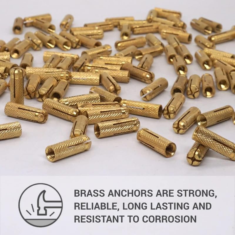 [Australia - AusPower] - (Pack of 50) Brass Drop in Anchors 3/16" x 25/32" (M5 x 20 mm), Bolt Sleeve, Expansion Wall Dowels, Masonry Concrete Anchor 3/16" x 25/32" (M5 x 20 mm) 