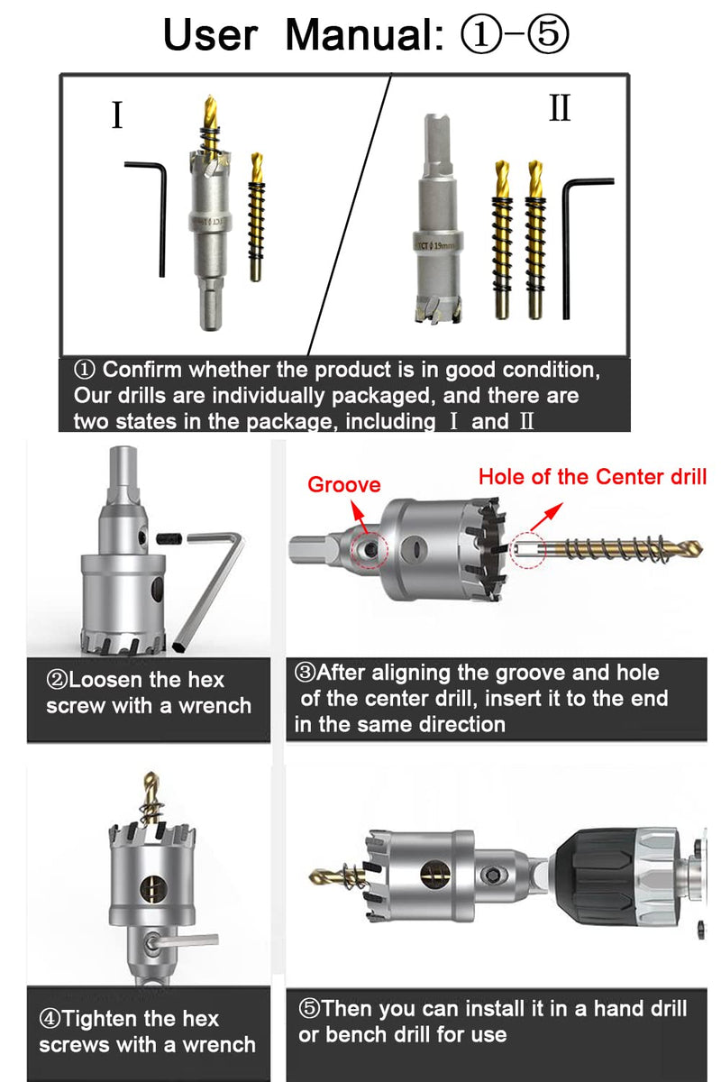 ASNOMY Tungsten Carbide Tipped Hole Saw Drill Bit for Hard Metal, 4 Inch T.C.T Hole Saw Cutter with 2pcs Titanium-Plated Pilot Drill bit for Metal, Stainless Steel, Iron, Wood, Plastic 101.6mm | 4''