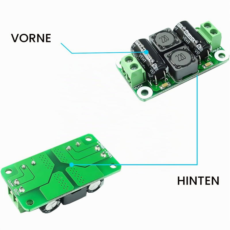 Pack of 5 DC Power Supply Filter Board Class D Amplifier 0-50V 4A Car EMI Suppression Module with Red and Black Cable
