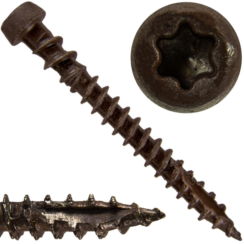 Jake Sales #10 x 1-3/4" Mocha Composite Decking Exterior Coated Wood Screw Torx/Star Drive Head - AQC Lumber Compatible (1 Pound ~130 Screws) MOCHA 1 POUND -130 SCREWS