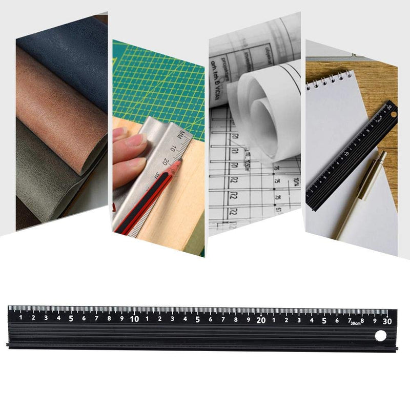 [Australia - AusPower] - L-type cutting ruler, aluminium alloy, metal craft, safety ruler, measuring tool with non-slip strips for measuring leather (L-Type 30 cm) L-Type 30cm 