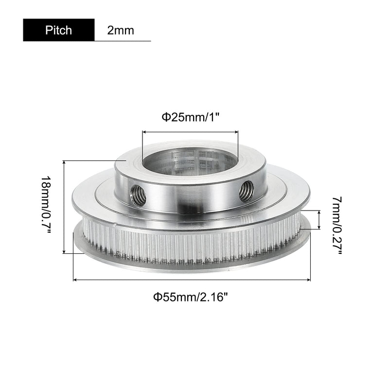 [Australia - AusPower] - MECCANIXITY 80 Teeth 25mm Bore Timing Pulley, Aluminium Synchronous Wheel Silver with M5 Screw for 3D Printer Belt, CNC Machine 