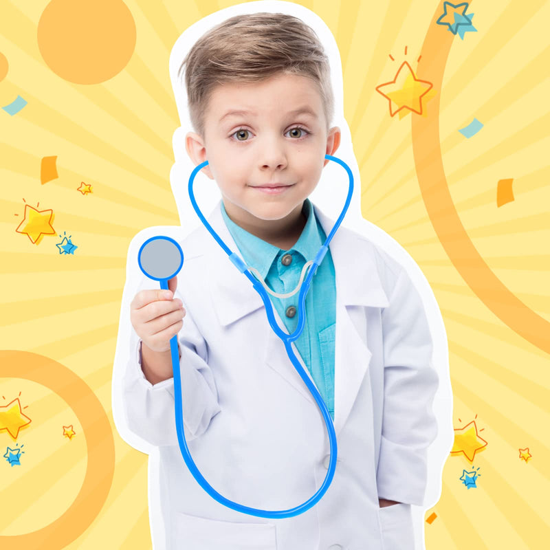 [Australia - AusPower] - Hanaive 30 Pack Kids Stethoscope Toy Disposable Stethoscope Bulk Real Working Nursing Doctor Pretend Game Nurse Costume Accessories for Kids School Career Day Grad Party(Blue) Blue 